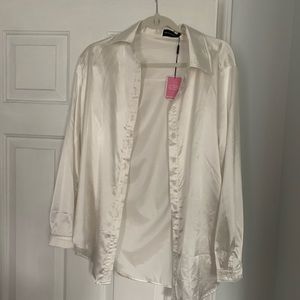 Pretty little thing satin white button down